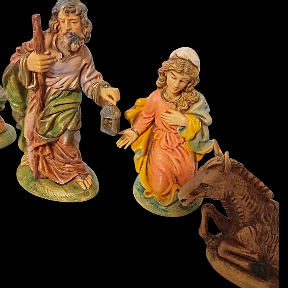 9 Vtg Nativity Set Italy Figures Holy Family Mary Jesus Joseph Wisemen Composite - Picture 6 of 16